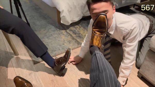 Two Sadists Torment a Suit-Wearing Slave